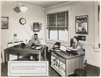 (MUTUAL ORANGE DISTRIBUTORS) Album of approximately 33 silver prints depicting the Redland, California distribution companys process.